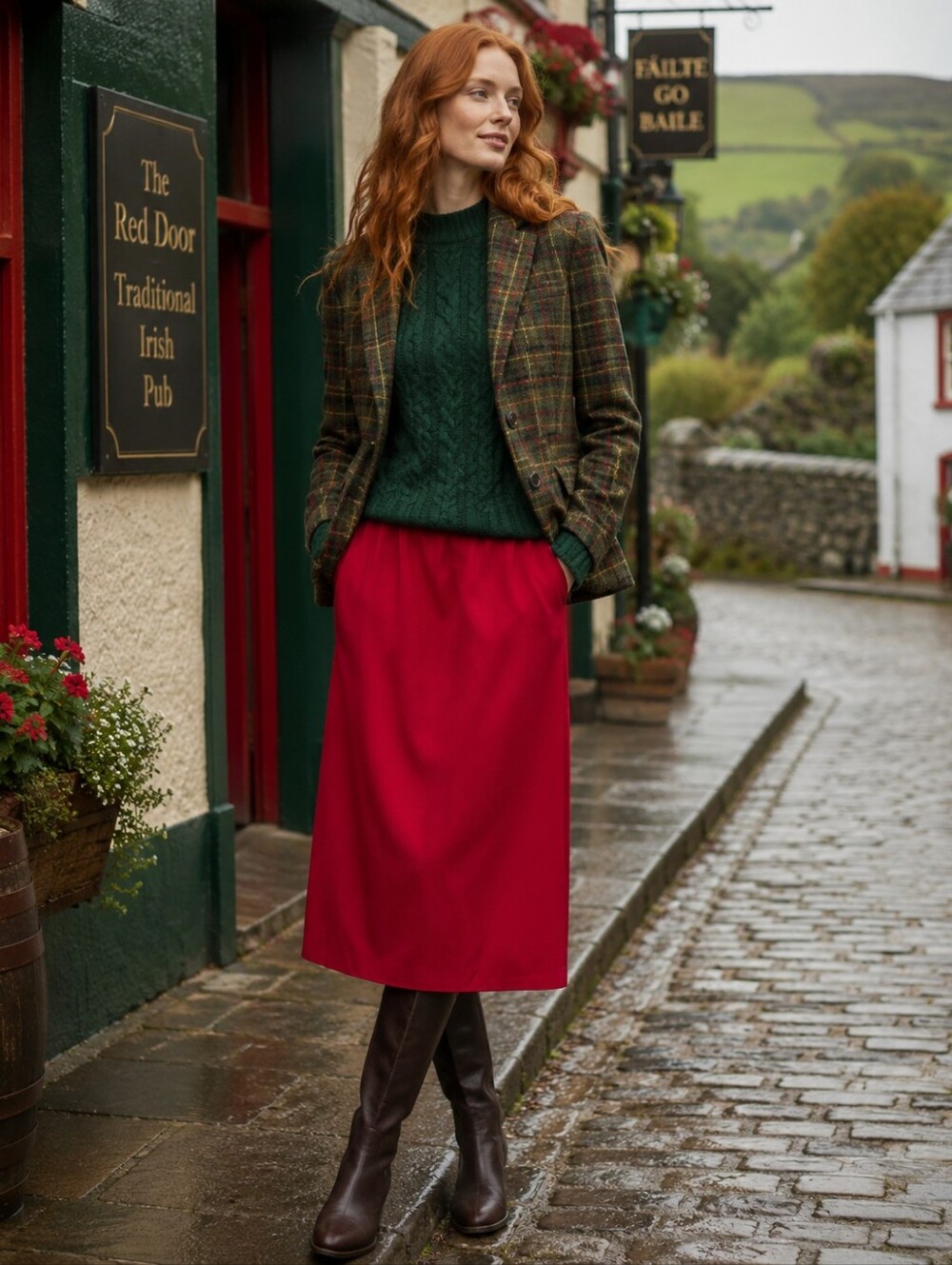 NWT Vintage Pendleton Vibrant Red Pencil Skirt Sz 14